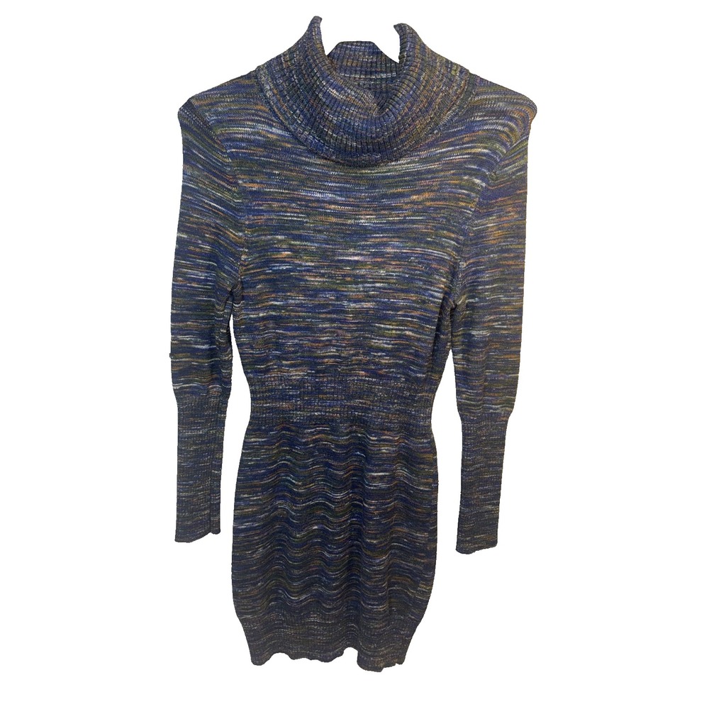 Krimson Klover Knit blue Turtleneck Bodycon Sweater Dress Large long sleeve